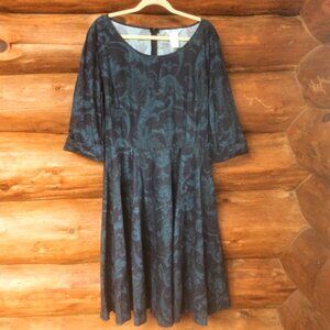 Chic Star Amber Middaugh Blue/Black Print Retro 50s Style Dress Size 46/US 14-16